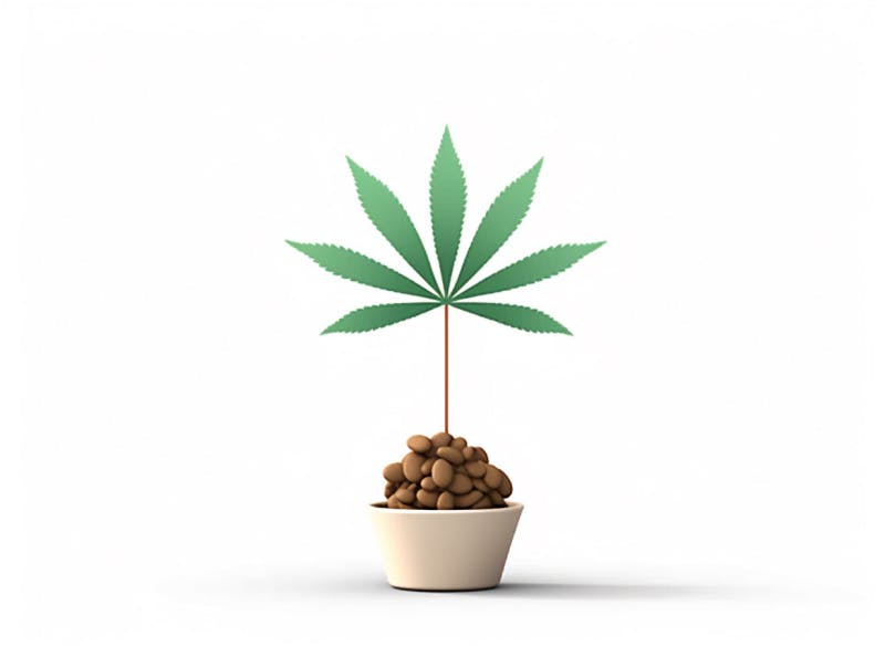 Eine minimalistische, geometrische Darstellung eines wachsenden Cannabispflanzensprösslings. Es steht für das Gründen eines neuen Aufstrebenden Clubs in Bielefeld.