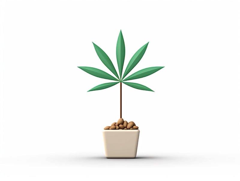 Eine minimalistische, geometrische Darstellung eines wachsenden Cannabispflanzensprösslings. Es steht für das Gründen eines neuen Aufstrebenden Clubs in Cottbus.