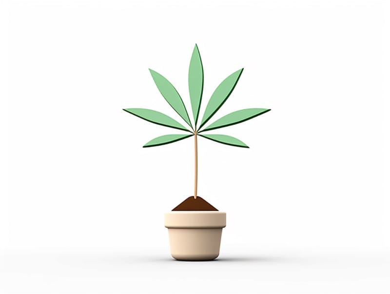 Eine minimalistische, geometrische Darstellung eines wachsenden Cannabispflanzensprösslings. Es steht für das Gründen eines neuen Aufstrebenden Clubs in Gütersloh.