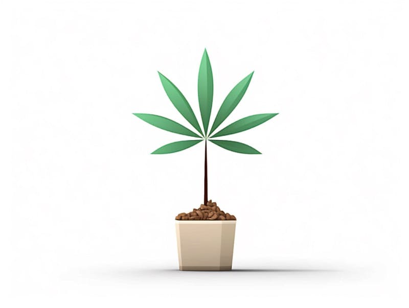 Eine minimalistische, geometrische Darstellung eines wachsenden Cannabispflanzensprösslings. Es steht für das Gründen eines neuen Aufstrebenden Clubs in Hanau.