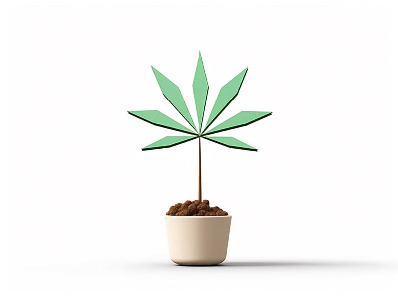 Eine minimalistische, geometrische Darstellung eines wachsenden Cannabispflanzensprösslings. Es steht für das Gründen eines neuen Aufstrebenden Clubs in Hildesheim.
