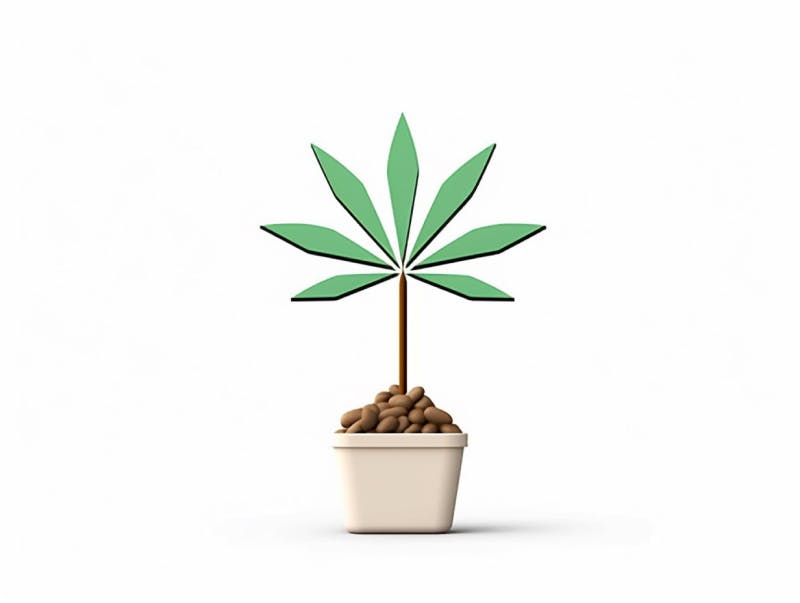 Eine minimalistische, geometrische Darstellung eines wachsenden Cannabispflanzensprösslings. Es steht für das Gründen eines neuen Aufstrebenden Clubs in München.