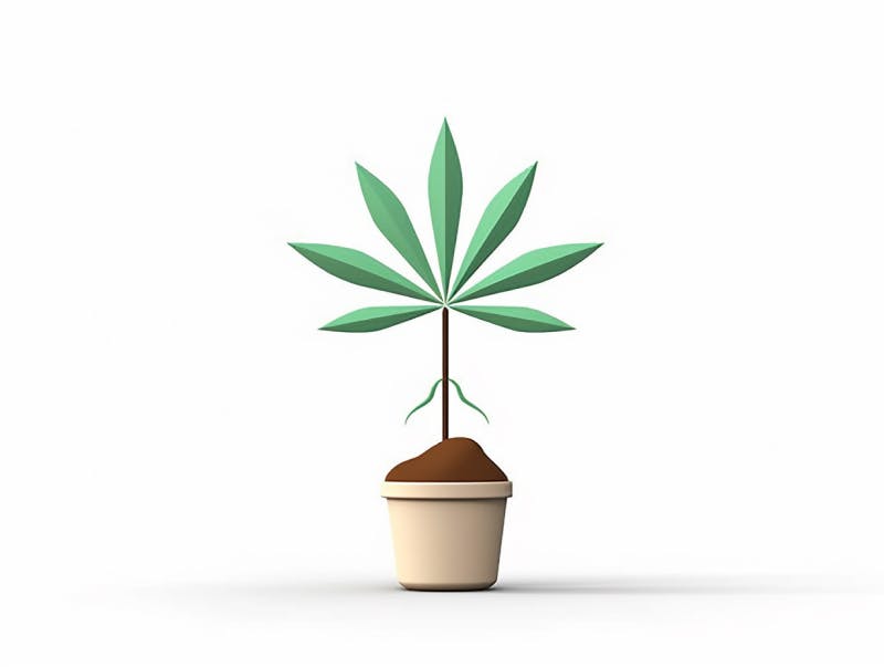 Eine minimalistische, geometrische Darstellung eines wachsenden Cannabispflanzensprösslings. Es steht für das Gründen eines neuen Aufstrebenden Clubs in Nürnberg.