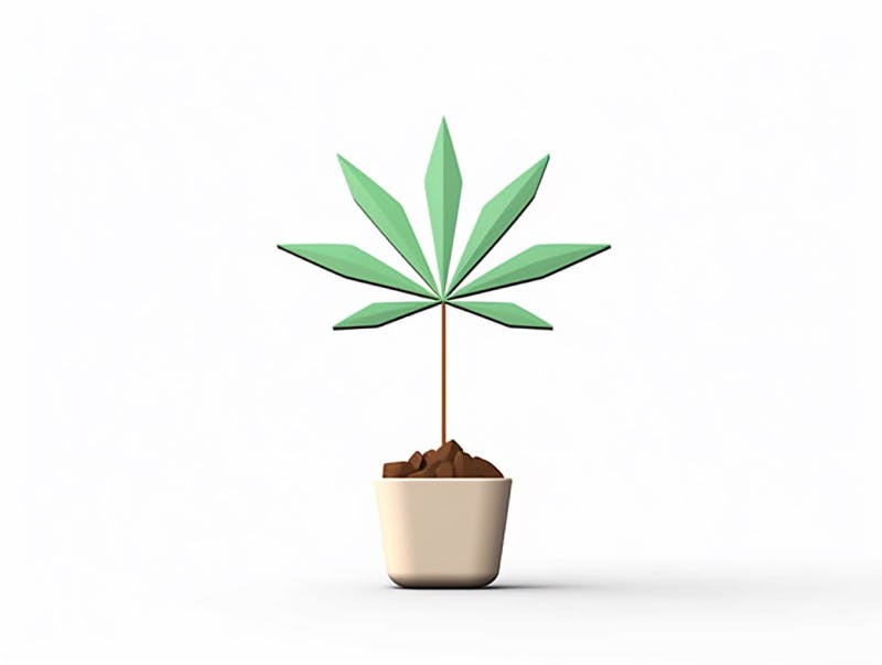 Eine minimalistische, geometrische Darstellung eines wachsenden Cannabispflanzensprösslings. Es steht für das Gründen eines neuen Aufstrebenden Clubs in Norderstedt.