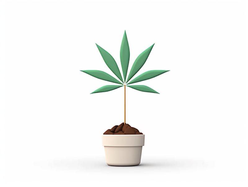 Eine minimalistische, geometrische Darstellung eines wachsenden Cannabispflanzensprösslings. Es steht für das Gründen eines neuen Aufstrebenden Clubs in Potsdam.