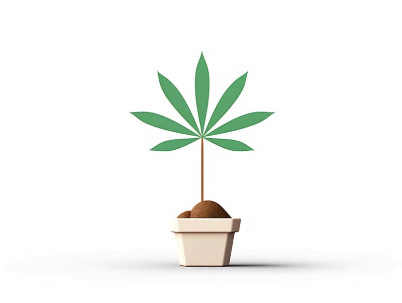 Eine minimalistische, geometrische Darstellung eines wachsenden Cannabispflanzensprösslings. Es steht für das Gründen eines neuen Aufstrebenden Clubs in Rostock.