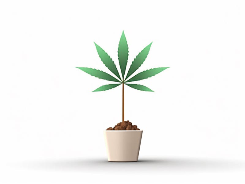 Eine minimalistische, geometrische Darstellung eines wachsenden Cannabispflanzensprösslings. Es steht für das Gründen eines neuen Aufstrebenden Clubs in Schwerin.