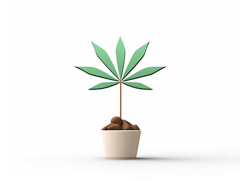 Eine minimalistische, geometrische Darstellung eines wachsenden Cannabispflanzensprösslings. Es steht für das Gründen eines neuen Aufstrebenden Clubs in Solingen.
