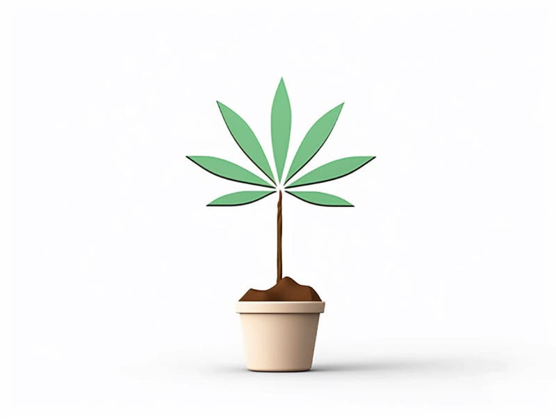 Eine minimalistische, geometrische Darstellung eines wachsenden Cannabispflanzensprösslings. Es steht für das Gründen eines neuen Aufstrebenden Clubs in Stuttgart.